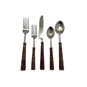 Couverts poignée en résine dorée avec ensemble de couverts en acier inoxydable argenté Design tendance à la mode vente chaude vaisselle de dîner - Product Image 2