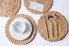 Round Braided <b>Placemats</b>/ Water Hyacinth Handmade <b>Placemat</b>/ Heat-Resistant Non-Slip <b>Woven</b> Mats Ms. Lily - Product Image 2
