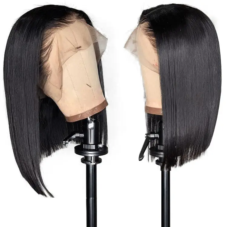 Wholesale Straight Bob Wigs Brazilian Virgin Human Hair Lace Front Wigs Human Hair Front Lace Part 150% Density For Black Women