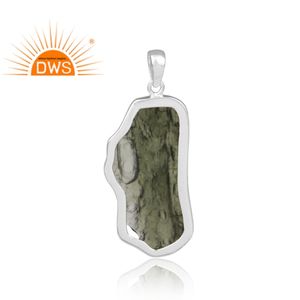 Colgante de moldavita en bruto auténtico Proveedor de colgantes de plata esterlina Colección delicada Colección clásica Colección vintage - Product Image 3
