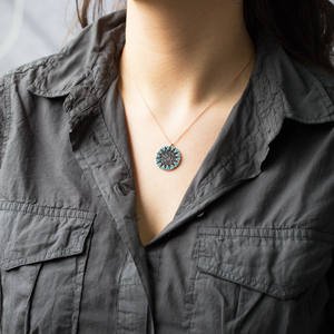 Turquoise avec Zircon Noir Pierre Forme Ronde Charme Collier Turc En Gros Bijoux En Argent Sterling 925 - Product Image 2