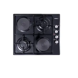 Electric Burner Aluminum Gas Hob TR Ce Gas Safety System , Triple Burner High Quality Built-in 2 Gas + 2 Black 3 Years AR-602