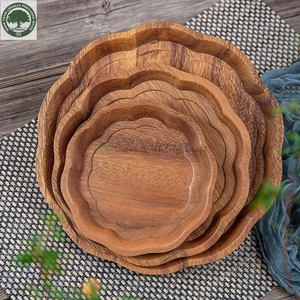 Nouvel Arrivage Factory Vintage Life Inc. Plateau de Service Rond Personnalisé en Bois d'Acacia, Vaisselle en Bois, Prix Abordable - Product Image 1