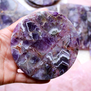 Conjunto de Piedras Preciosas de Cuarzo Rosa y Amatista |   Cuentas grandes de amatista con dijes de corazón gruesos |   Posavasos de Cristal y Piedra Natural al por Mayor - Product Image 5