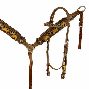 Conjunto de cabezada de cuero Y&Z con correa de pecho y riendas, estilo western, cómodo, de alta calidad, venta al por mayor, suministros ecuestres para caballos - Product Image 1