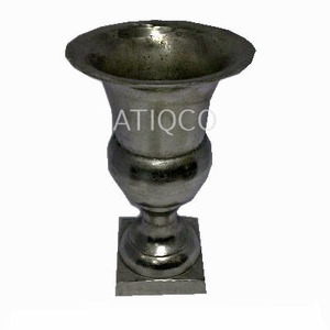 Vase à fleurs en métal aluminium Pot de fleurs argenté traditionnel standard brillant Design scandinave Vase de sol intérieur chic - Product Image 4