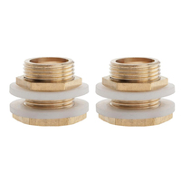 Raccords de réservoir à cloison filetés BSP en laiton, adaptateur mâle, connecteur mâle 3/8\" 1/2\" avec rondelle pour tuyauterie d'eau et plomberie