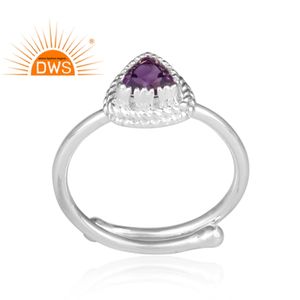 Anillo de plata de ley con gema amatista púrpura, joyería fina - Product Image 2