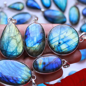 Grand anneau lumineux suspendu en labradorite bleue naturelle, 5 kg, luminaire industriel en argent sterling, pendentif en opale, crucifix - Product Image 4