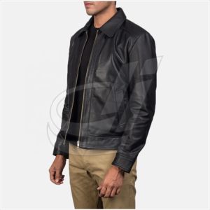 Men's Black Leather Jacket Customized / Bomber Leather Jacket / Motorbike Leather Jacket Original Sheep Leather - Product Image 4
