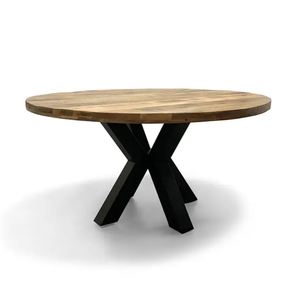 Mesa de comedor de madera de mango macizo rústico moderno, diseño de pierna cruzada Industrial, superventas, acabado Ruff de madera de hierro, para el hogar Bar, granja - Product Image 2