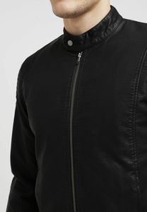 Chaqueta de motorista de cuero de oveja con cierre y cremallera, color negro, hecho en Pakistán - Product Image 4