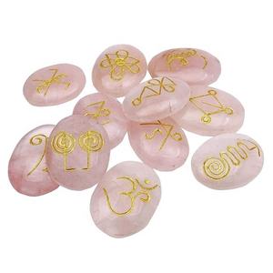 Piedra de alta calidad Karuna Forma de cuarzo rosa Cristal ovalado Karuna Reiki Piedra preciosa Karuna Piedra natural Cristal Mayorista - Product Image 1