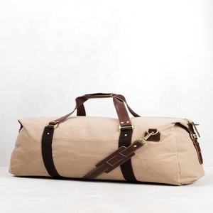 Sac de sport lourd pour voyager en cuir véritable toile de coton et cuir avec fermeture à glissière Style sport pour une utilisation en extérieur - Product Image 4