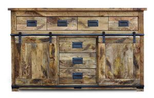 Công Nghiệp Cổ Điển Gỗ 7 Ngăn Kéo 2 Cửa Trượt Cửa Lớn Rắn Mango Gỗ Tủ Sideboard - Product Image 5