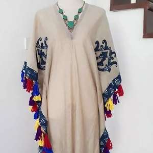 2020 dernière élégante brodée flore plage caftan robe filles Bikini couverture douce fête porter naturel uni teint en gros chaud - Product Image 4