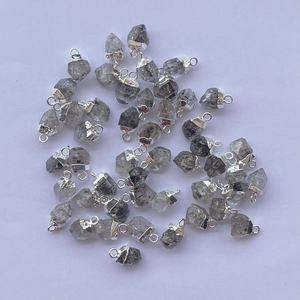 Colgante de conector de piedra en bruto de cuarzo Herkimer natural en plata de ley 925 joyería de moda de tendencia comprar joyería de piedras preciosas en bruto - Product Image 1