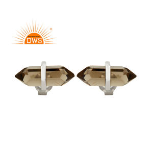 Best Quality 2026 <b>Sterling</b> <b>Silver</b> Natural Smoky Quartz Gemstone <b>Stud</b> Earring for Women Jewelry Manufacturer - Product Image 1