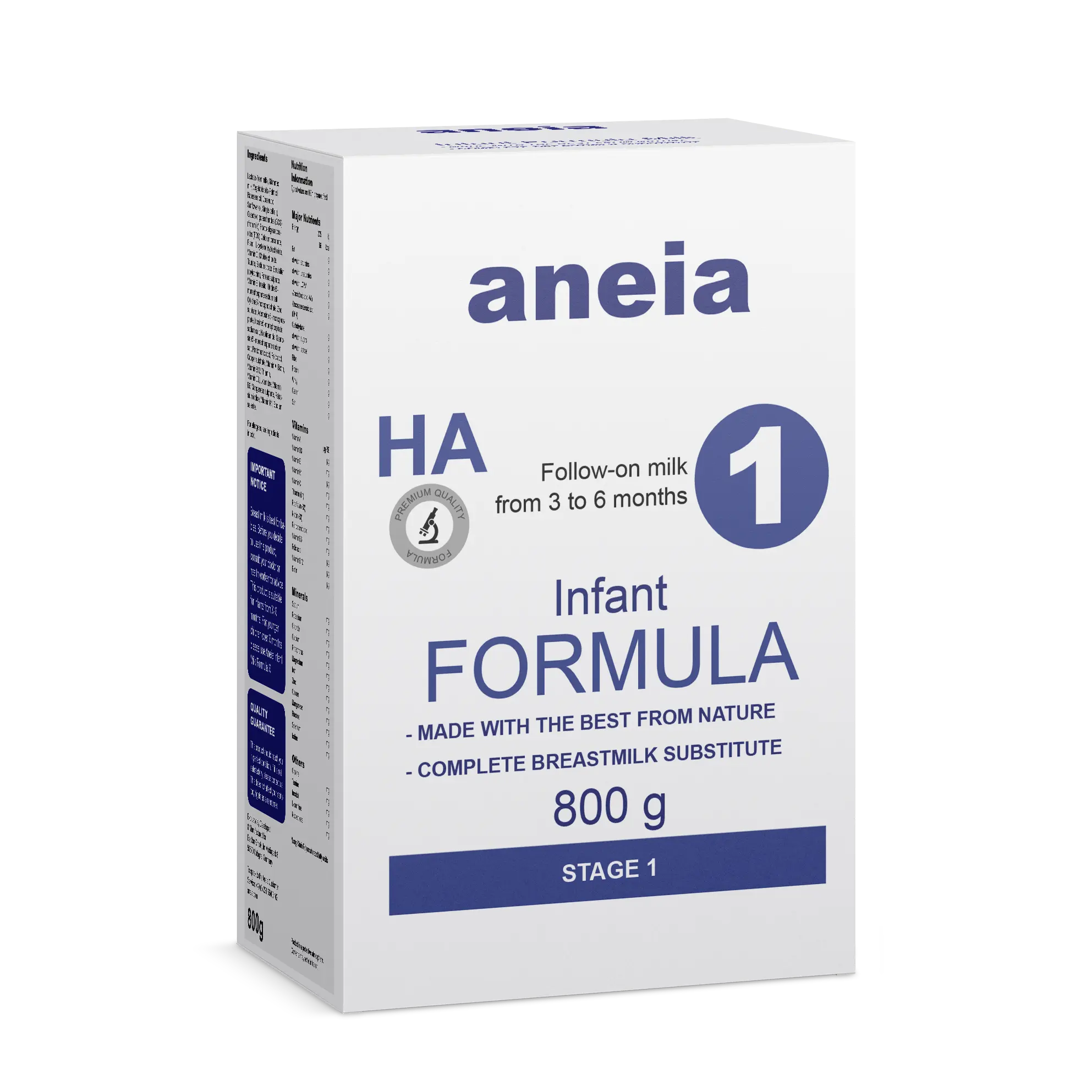 Aneia bayi pertama bayi Formula susu bubuk tahap 1 alergi Hypoallergenic 800 g makanan sehat OEM OBM Label pribadi