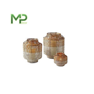 Linterna de portavelas tejida de bambú para interiores/exteriores con mango conveniente decoración del hogar otros candelabros linternas y tarros de velas - Product Image 4