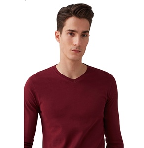 2022 de alta calidad Premium hombres camisetas en 100% tela de interbloqueo de camiseta con cuello en V de manga completa niños Camiseta Hombre t camisas para hombres - Product Image 2
