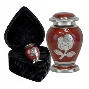 Urna de cremación de latón de estilo americano hecha a mano, decoración de cenizas conmemorativas de madera con estampado de rosas, suministros funerarios coloridos para adultos - Product Image 3