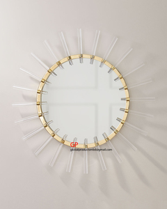 Contemporary Hot Set New Design Italian Gold Leaf Round Wall <b>Mirror</b> for Living Room Hotel Restaurant Bars - Product Image 3