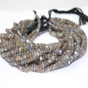 Perles facettées en labradorite naturelle, rondes, 7-8 mm, haute qualité, pour la création de bijoux - Product Image 1