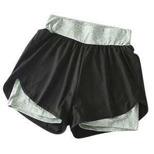 Shorts d'été athlétiques pour femmes, double couche, taille haute, avec cordon de serrage réglable, pour le cyclisme et les activités de plein air - Product Image 2