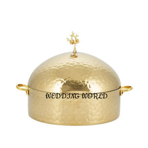 Casserole de luxe en métal à double paroi avec finition dorée Chauffe-plat en métal décoratif le plus vendu - Product Image 5