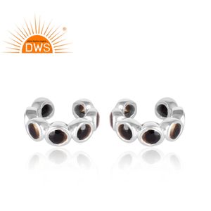 Black Spinel Gemstone Handmade Fine Sterling Silver <b>Ear</b> <b>Cuff</b> <b>Earring</b> Jewelry for Women Gift for Her Classic Collection - Product Image 1