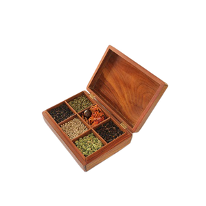 Boîte Masala en bois pour ustensiles de cuisine Outils de forme ronde Boîte à épices en bois de qualité exclusive à des prix abordables - Product Image 4