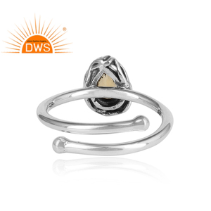 Anillo de plata de primera ley y citrino para mujer, sortija ajustable, plata esterlina 925, piedra preciosa Natural, corte de pera, oxidado - Product Image 4