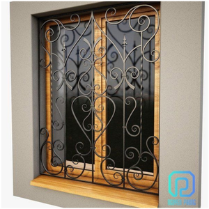 Parrilla de hierro forjado personalizada, fabricante de muebles para el hogar, diseño de ventanas, diseño de parrilla de seguridad, ventana Vintage - Product Image 5