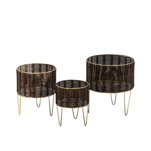 Ensemble fabriqué à la main 3 magnifiques supports de jardinière en métal support en fer enduit de poudre pour extérieur maison balcon bureau décor direct indien - Product Image 1