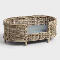 Cama para Mascotas Hecha a Mano con Ratán Natural Sólido e Impermeable, Sofá Ovalado de Mimbre para Perros, Mueble de Lujo para Descanso Cómodo en Interiores, Decoración para el Hogar