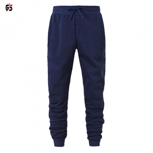 Chándales de algodón 100% para hombre, jersey de lana liso, colores sólidos, ajustados, con logotipo personalizado impreso, OEM - Product Image 3