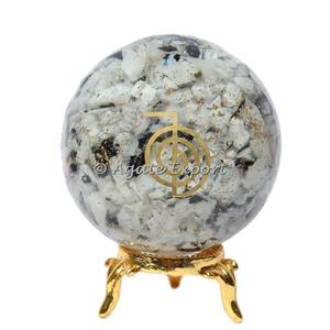 Arco Iris piedra lunar orgonita ChokoReiki esfera tallada Feng Shui figurita con amor y Reiki temas Ágata y cristales de cuarzo - Product Image 1