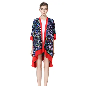 custom floral pattern printed beach cover up ladies kimono cardigan dress