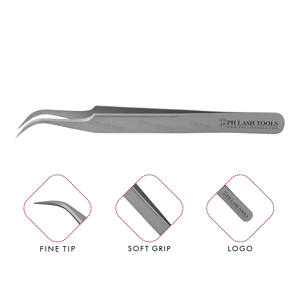 Stainless Steel Eyelash Extension Strong Curved Classic Tweezer with Your Own Logo, Curved Pointed Tip Tweezer - Product Image 1