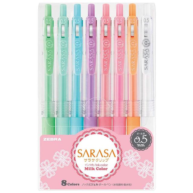 Zebra Sarasa Clip 0.5 Gel Ink Ballpoint Pen 8 Color Set JJ15-8C-MK Plastic Japanese Stationery for Bulk Gift Sales Made in Japan