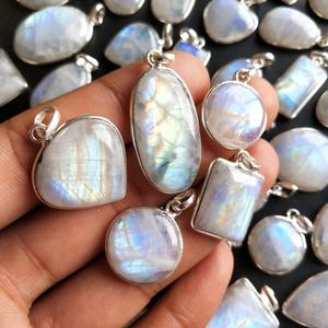 Pendientes de aro de oro con piedra lunar, piedras de cristal para fabricación de colgante, joyería de piedra lunar de lujo, colgante de acero, cuentas de 8mm - Product Image 4