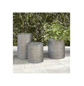 Metal Galvanize Flower Planter with Stand Farmhouse Style - Product Image 1