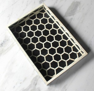 Plateau de service en incrustation d'os blanc pour meubles de maison Bar Cave à vin Salon Usage général - Product Image 1