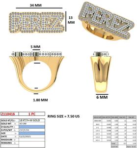Hip Hop Designer Ring Trendy Statement Piece Name Ring 18k Yellow White Gold-<b>30</b> Grams of Gold Weight 1.93 Carats Diamond - Product Image 2