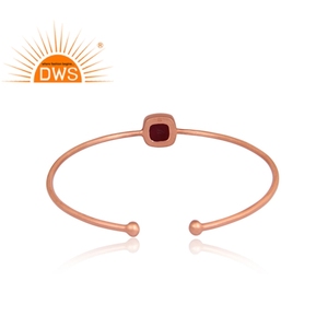 Teint Rubis Pierres Précieuses Empilable Bracelet 18k Or Rose Plaqué 925 En Argent Sterling Opérable Manchette Bracelet Bijoux Fabricant - Product Image 3