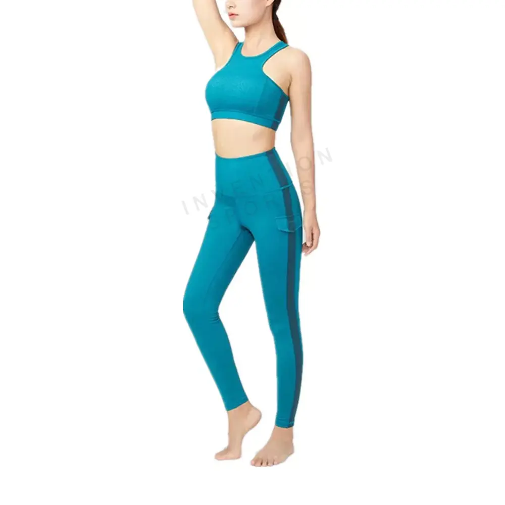 Leggings taille haute et soutien-gorge de Yoga, ensemble d'entraînement pour femmes, de Fitness, à dos ouvert