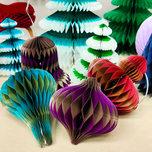 Adorno Moderno de Papel con Forma de Panal de Abeja, Decoración Artesanal de Forma Irregular, 12 cm de Altura, 4 Colores, Decoración Navideña - Product Image 2