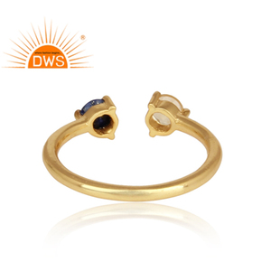 Nouvelle jolie bague en argent 925 plaqué or jaune Lapis Citrine bague en pierres précieuses fabricant de bijoux Collection classique - Product Image 4