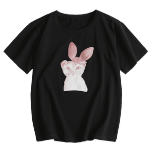 Wholesale Summer Women's T-shirt Fashion O-neck Loose Casual Short Sleeve Ladies T-shirt Girls Popular Design T-shirt - Product Image 3